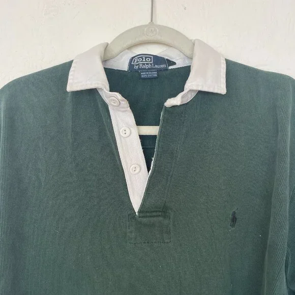 Vintage Evergreen Polo Ralph Lauren Rugby Polo Shirt - Picture 3 of 8
